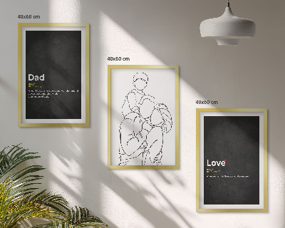 Three-piece wall art piece Family line art love fatherhood