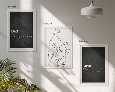 Three-piece wall art piece Family line art love fatherhood