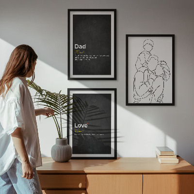 Three-piece wall art piece Family line art love fatherhood