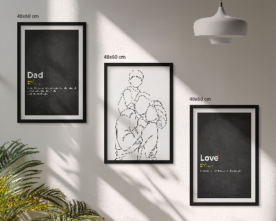 Three-piece wall art piece Family line art love fatherhood