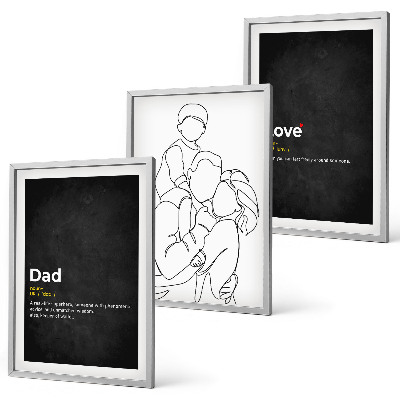 Three-piece wall art piece Family line art love fatherhood