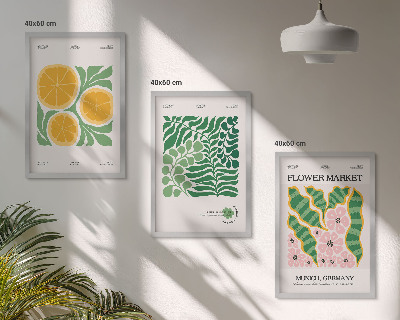 Wall art set Pastel fruit and plant motifs