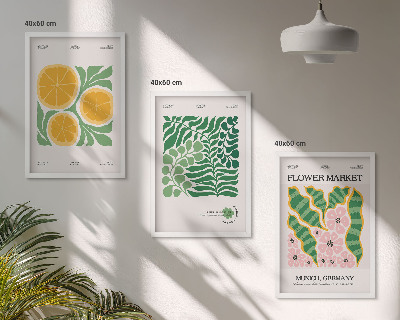 Wall art set Pastel fruit and plant motifs