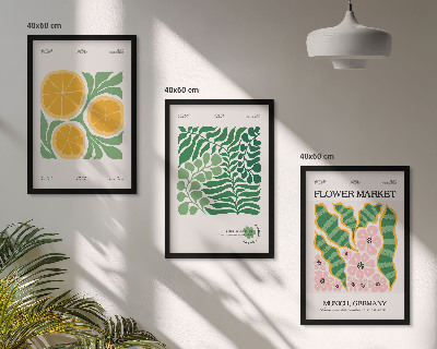 Wall art set Pastel fruit and plant motifs
