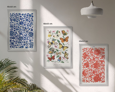 Wall art set Vintage flowers butterflies ornaments