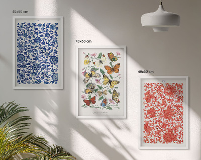 Wall art set Vintage flowers butterflies ornaments