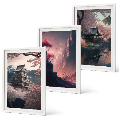 Wall art set Fantasy landscapes of Japan's mountains
