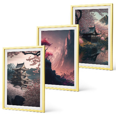 Wall art set Fantasy landscapes of Japan's mountains