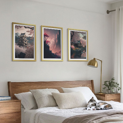 Wall art set Fantasy landscapes of Japan's mountains