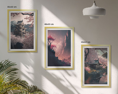 Wall art set Fantasy landscapes of Japan's mountains