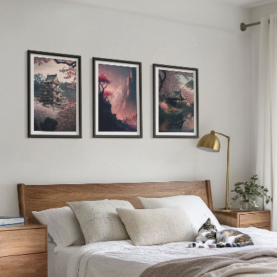 Wall art set Fantasy landscapes of Japan's mountains