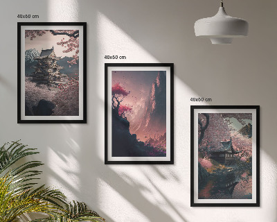 Wall art set Fantasy landscapes of Japan's mountains
