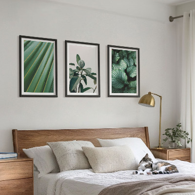 Set of 3 framed wall art pieces Aesthetic tropical leaves