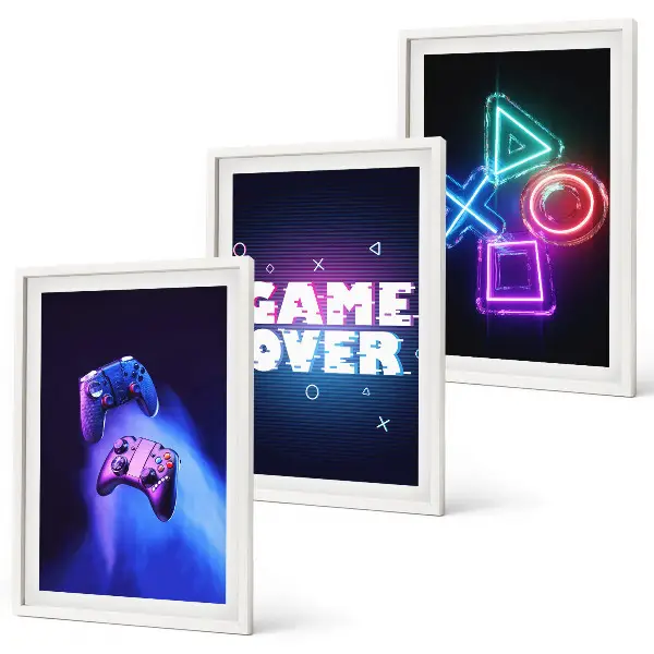 Game Over Gamepads three-piece wall art set