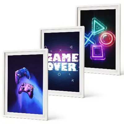 Game Over Gamepads three-piece wall art set