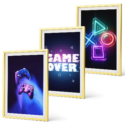 Three-piece wall art piece Game Over Gamepads