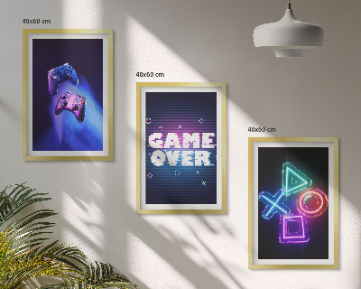 Three-piece wall art piece Game Over Gamepads