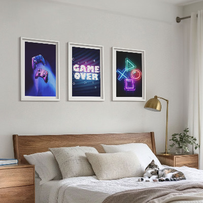 Three-piece wall art piece Game Over Gamepads