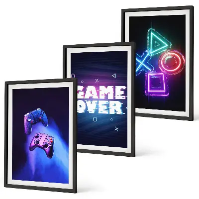 Game Over Gamepads three-piece wall art set