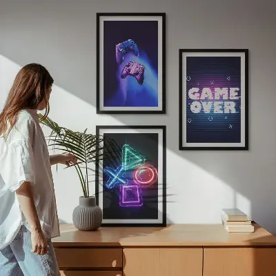 Game Over Gamepads three-piece wall art set