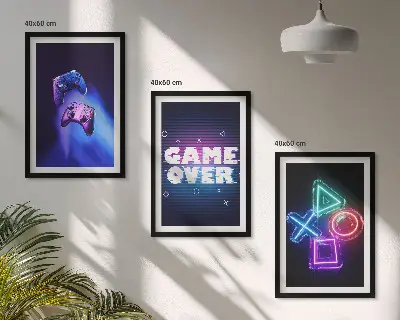 Game Over Gamepads three-piece wall art set
