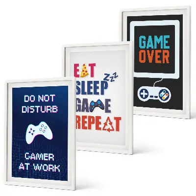 Set of 3 framed wall art pieces for gamer entertainment
