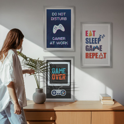 Set of 3 framed wall art pieces Subtitles for the gamer entertainment