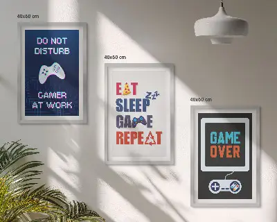 Set of 3 framed wall art pieces for gamer entertainment