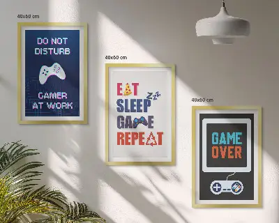 Set of 3 framed wall art pieces for gamer entertainment