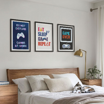 Set of 3 framed wall art pieces Subtitles for the gamer entertainment