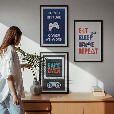 Set of 3 framed wall art pieces Subtitles for the gamer entertainment