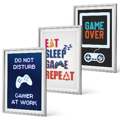 Set of 3 framed wall art pieces Subtitles for the gamer entertainment
