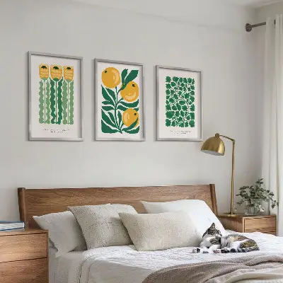 Wall art set featuring botanical plant, flower, and leaf patterns