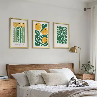 Wall art set featuring botanical plant, flower, and leaf patterns