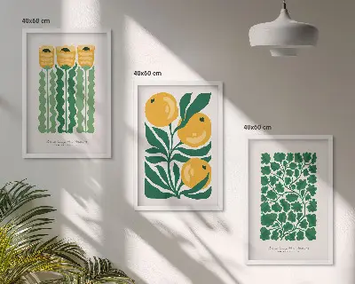 Wall art set featuring botanical plant, flower, and leaf patterns