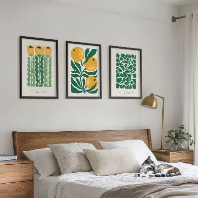 Wall art set featuring botanical plant, flower, and leaf patterns