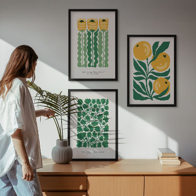 Wall art set Plant patterns flowers leaves
