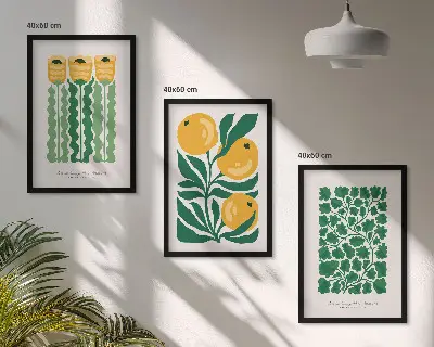 Wall art set featuring botanical plant, flower, and leaf patterns
