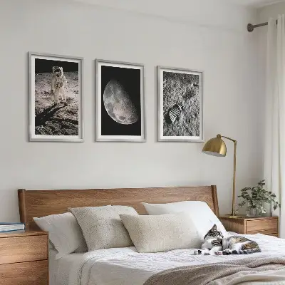 Astronaut moon photo wall art set set of wall art prints