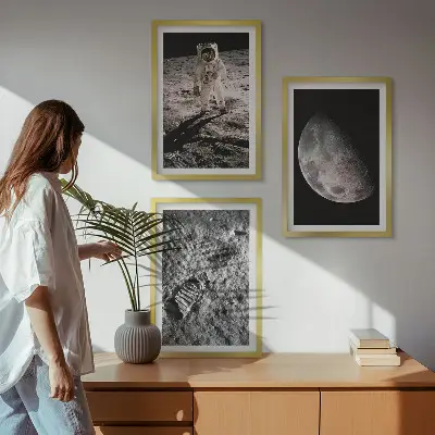 Astronaut moon photo wall art set set of wall art prints
