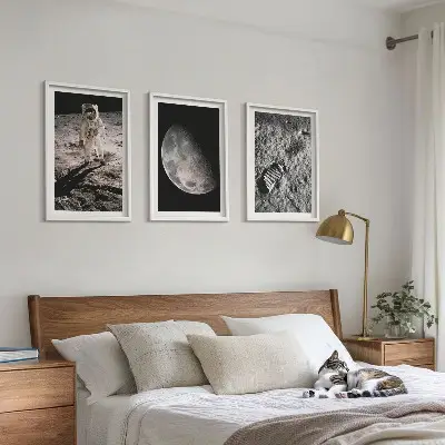 Astronaut moon photo wall art set set of wall art prints