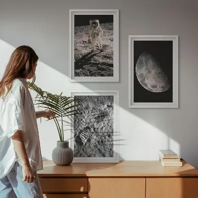 Astronaut moon photo wall art set set of wall art prints