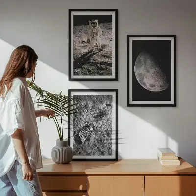 Astronaut moon photo wall art set set of wall art prints