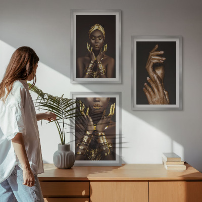 Three-piece wall art piece Portraits of African women