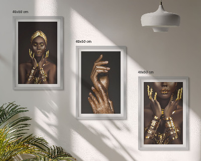 Three-piece wall art piece Portraits of African women