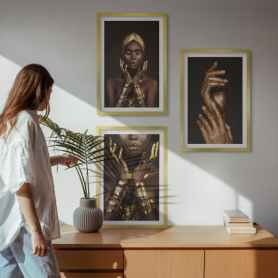 Three-piece wall art piece Portraits of African women