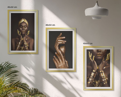Three-piece wall art piece Portraits of African women