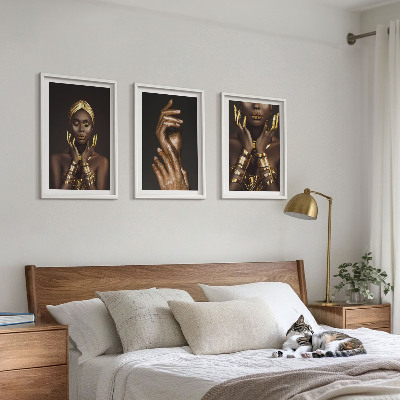 Three-piece wall art piece Portraits of African women
