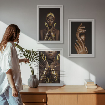 Three-piece wall art piece Portraits of African women