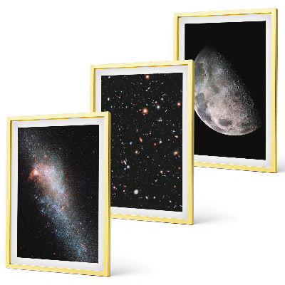Wall art set Space galaxies stars moon